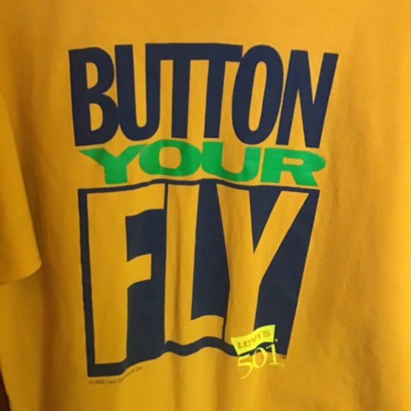 SOLD  vintage 90s gold 501 bright unique t shirt - Picture 4 of 8